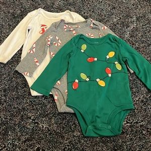 12M- Set of 3 holiday long sleeve onsies